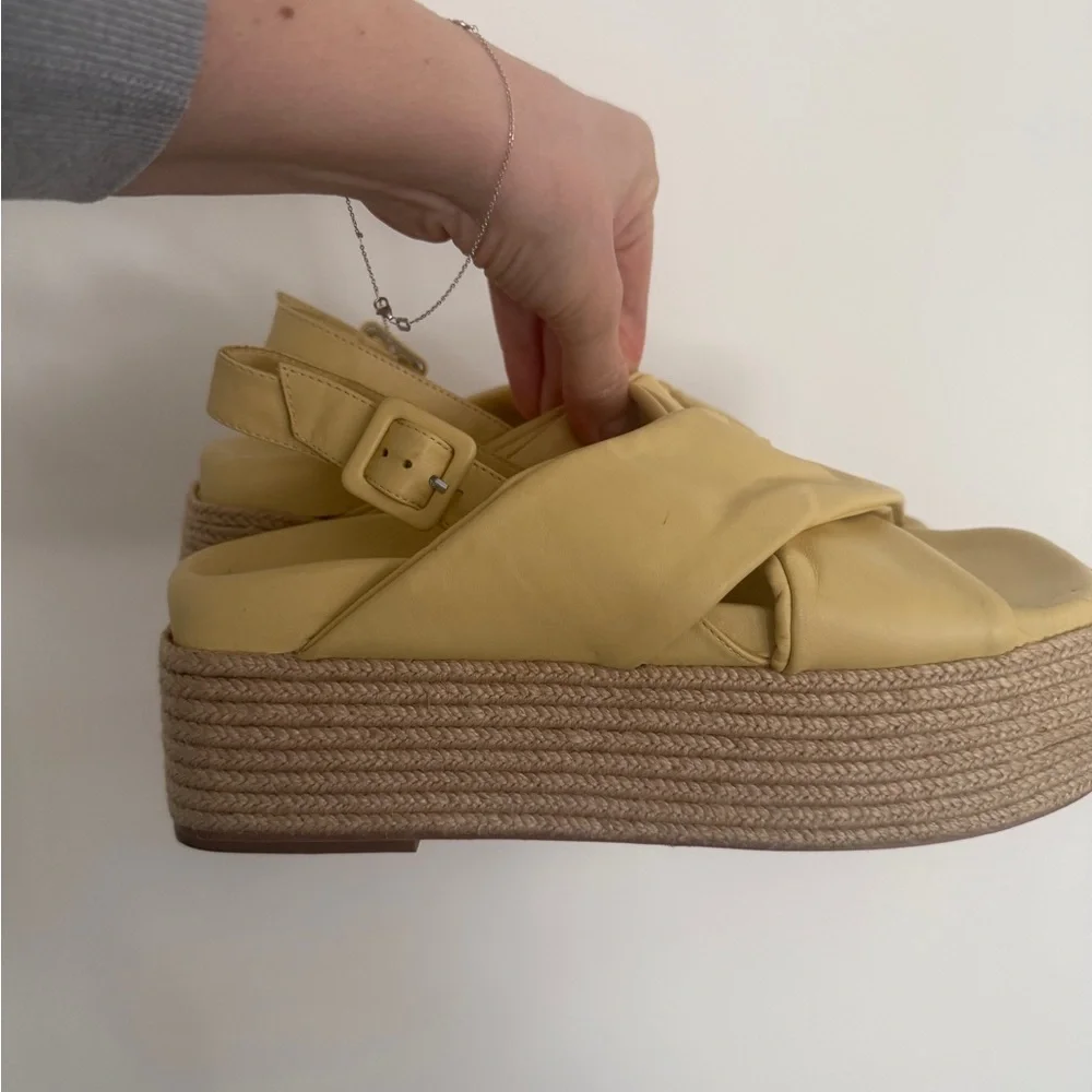 PALOMA BARCELÓ ESPADRILLES Yellow Platform Espadrille Slingback Sandal - Sz 9